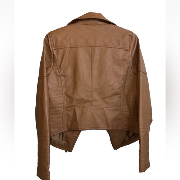 Love Tree Women's Moto Jacket Brown Faux Leather Full Zipper Size Medium - Picture 4 of 11